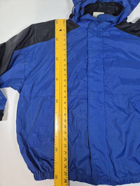 Marlboro Unlimited Vintage 90s Windbreaker Jacket Hooded Nylon Blue Black XXL