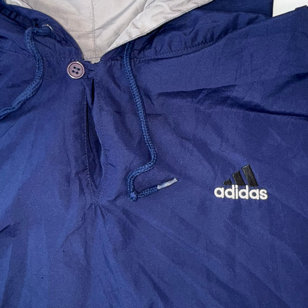 Vintage Adidas Blue Pullover Windbreaker Jacket Hooded