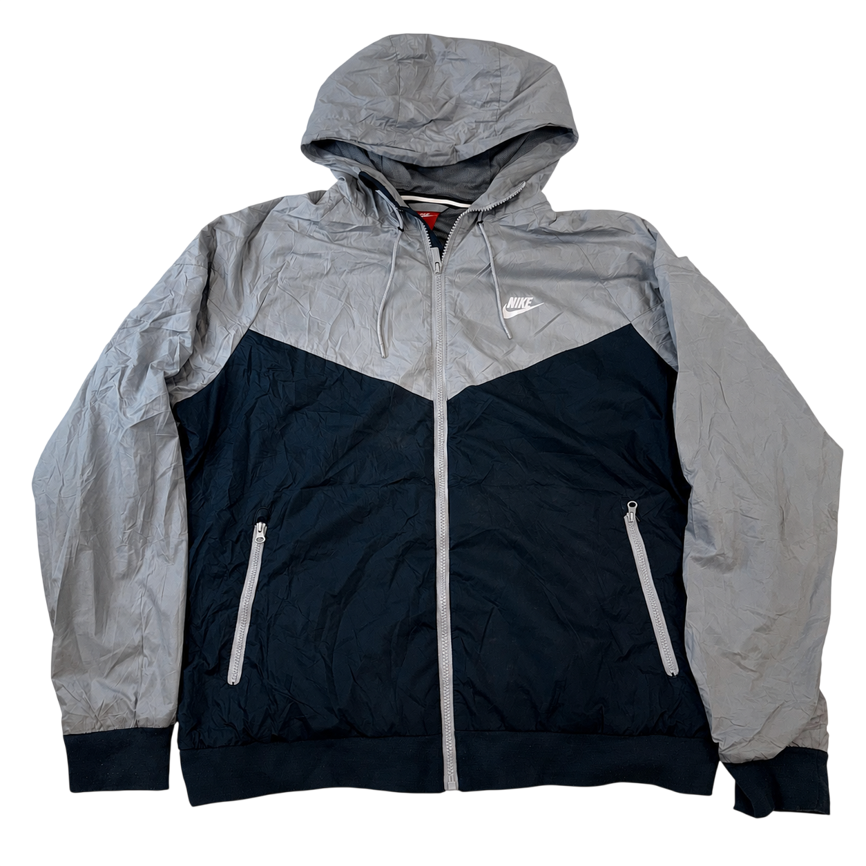 Nike Windrunner Jacket Hooded Windbreaker Grey Black