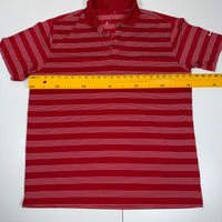Nike Golf Polo Shirt Mens XL Red White Striped Dri-Fit Performance Short Sleeve