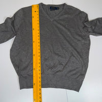 Polo Ralph Lauren Pima Cotton V-Neck Jumper Grey Mens Size L