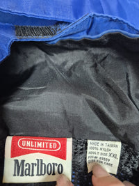 Marlboro Unlimited Vintage 90s Windbreaker Jacket Hooded Nylon Blue Black XXL