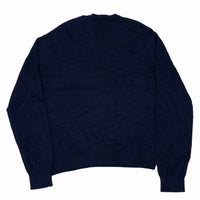 Polo Ralph Lauren V-Neck Jumper Navy Fine Knit Mens Size L