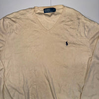 Polo Ralph Lauren Cream V-Neck Jumper Size L