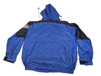 Marlboro Unlimited Vintage 90s Windbreaker Jacket Hooded Nylon Blue Black XXL