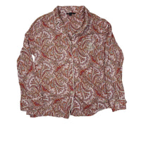 Lauren Ralph Lauren Paisley Pyjama Shirt Pink Cotton Sleepwear Size L
