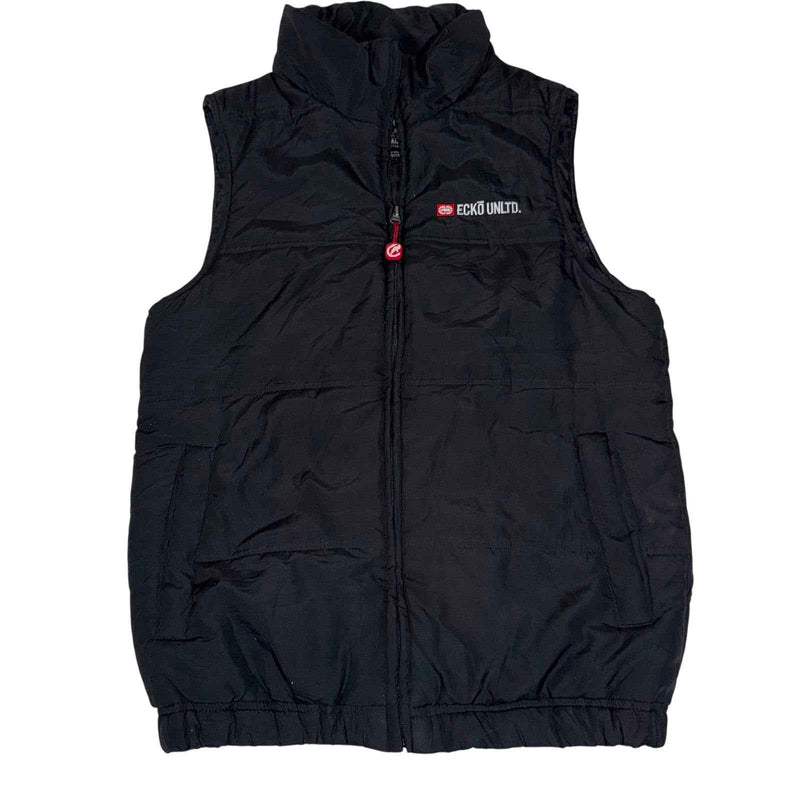 Ecko Unltd Puffer Gilet Black Quilted Rhino Logo Sleeveless Vest Size S