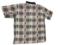 Natural Issue Polo Shirt Tartan Check Golfer Print Novelty Cotton Size XL