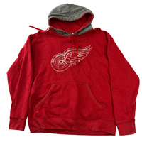 Detroit Red Wings NHL Hoodie Red & Grey Pullover Hooded Sweatshirt Size L