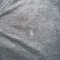 Polo Ralph Lauren Pima Cotton V-Neck Jumper Grey Mens Size L