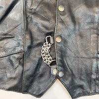 Vintage Hudson Leather Black Genuine Leather Biker Vest Harley Style Patch Size 44 XL