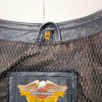 Harley-Davidson Genuine Leather Flame Vest Black Women's Medium M Biker Motorcycle Y2K