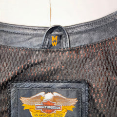 Harley-Davidson Genuine Leather Flame Vest Black Women's Medium M Biker Motorcycle Y2K