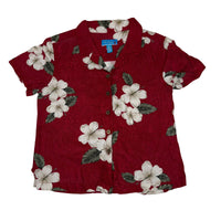 Island Winds Red Floral Hawaiian Shirt Coconut Buttons Rayon Size M