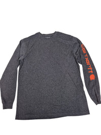 Carhartt Loose Fit Long Sleeve T-Shirt Sleeve Logo Charcoal Heather Grey Size M