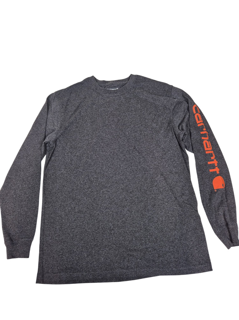Carhartt Loose Fit Long Sleeve T-Shirt Sleeve Logo Charcoal Heather Grey Size M