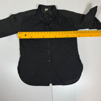 Levi's Black Long Sleeve Band Collar Blouse Windowpane Weave Size S