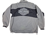 Harley-Davidson Riding Gear Nylon Jacket Grey Black Bar Shield Reflective Mens L