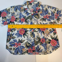 Act III Plus Floral Blouse Cream Blue Pink Tropical Print Size 44