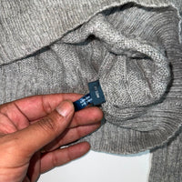 Polo Ralph Lauren Cable Knit Jumper Grey Silk V-Neck Mens Size XL
