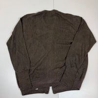 Izod Brown Acrylic V-Neck Crest Cardigan Size L Vintage 90s