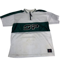 Southpole Mesh Quarter-Zip Jersey Polo White Green Oversized L/XL Y2K Streetwear