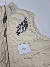 Harley-Davidson Womens Puffer Vest Gilet Cream Embroidered Wings Logo Size M