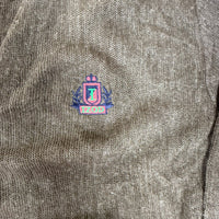 Izod Brown Acrylic V-Neck Crest Cardigan Size L Vintage 90s