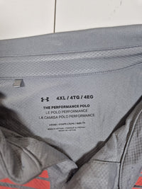 Under Armour Performance Golf Polo Shirt Grey Coral Stripe Mens 4XL Loose Fit
