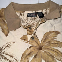 Oakley Sport Polo Shirt Palm Tree Print Cream Cotton Size XXL Mens