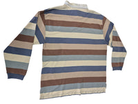 Pendleton Striped Rugby Polo Shirt Multicolour Blue Brown Long Sleeve L