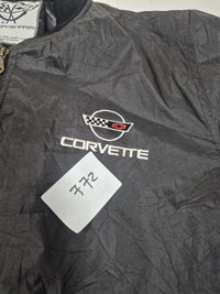 Corvette Embroidered Bomber Jacket Black Nylon Racing Logo Size L