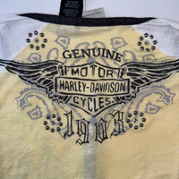 Harley-Davidson Embellished Long Sleeve Top with Rhinestone Studs (Size S)