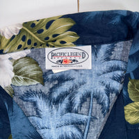 Pacific Legend Navy Hibiscus Hawaiian Shirt Made in Hawaii Cotton Size M