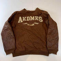Akademiks Brown Wool & Leather Varsity Jacket Men's Large L Vintage Y2K Bomber College Jacket