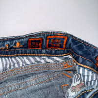 Rock Revival Debbie Embroidered Straight Jeans Blue Distressed 26