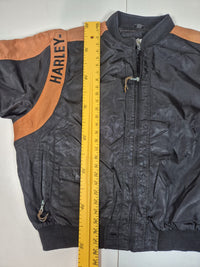 Harley-Davidson Nylon Bomber Jacket Black Orange Embroidered Bar Shield Mens 2XL