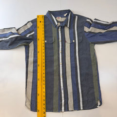 Levi’s Relaxed Fit Striped Button-Up Shirt Men’s Small Blue Green Long Sleeve Casual