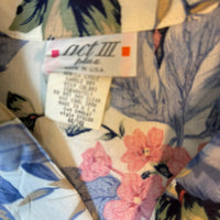 Act III Plus Floral Blouse Cream Blue Pink Tropical Print Size 44