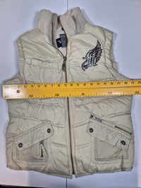 Harley-Davidson Womens Puffer Vest Gilet Cream Embroidered Wings Logo Size M