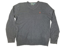 Polo Ralph Lauren Lambswool V Neck Jumper Sweater Navy Red Pony Mens Size M