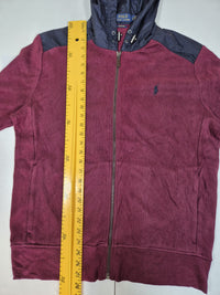 Polo Ralph Lauren Burgundy Navy Colourblock Full Zip Hoodie Size L