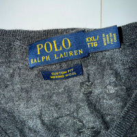 Polo Ralph Lauren Merino Wool V-Neck Jumper Charcoal Grey Size XXL