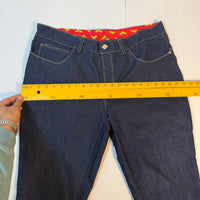 Wonder Woman Denim Jeans Embroidered Logo Raw Indigo Straight Leg Size W36