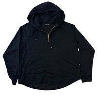 Lauren Ralph Lauren LRL Black Half Zip Hoodie XL Women's Gold Zip Lightweight Pullover