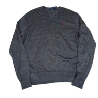 Polo Ralph Lauren Merino Wool V-Neck Jumper Charcoal Grey Size XXL