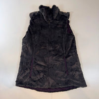 The North Face Women's Reversible Faux Fur Gilet Vest Purple Grey Full Zip Bodywarmer Size M