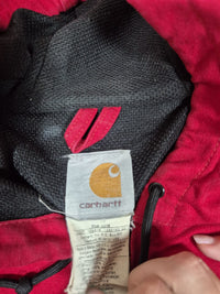 Carhartt J131 Active Jacket Red Duck Canvas Hooded Lined Mens 2XL Vintage 2000s