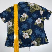 Pacific Legend Navy Hibiscus Hawaiian Shirt Made in Hawaii Cotton Size M