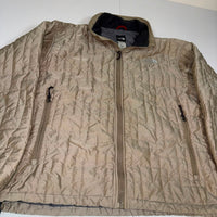 The North Face Quilted Insulated Jacket Khaki Fleece Collar Size L
